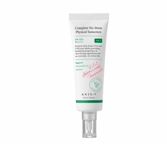 AXIS-Y Complete No-Stress Physical Sunscreen V3 | SPF 50+ PA++++ | 2% Niacinamide & Plant-Derived Squalane | Hyaluronic Acid | Improves Uneven Skin Tone | 50ml / 1.69 oz