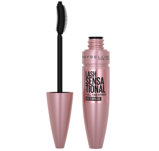 Maybelline Lash Sensational Waterproof Mascara, Lengthening and Volumizing for a Full Fan Effect,Very Black, 1 Count