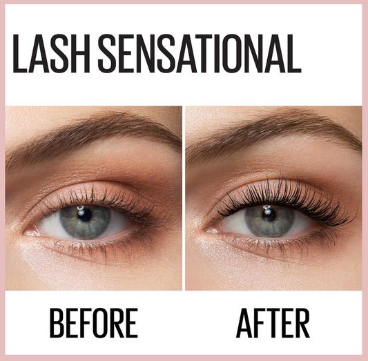 Maybelline Lash Sensational Waterproof Mascara, Lengthening and Volumizing for a Full Fan Effect,Very Black, 1 Count