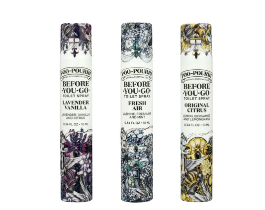 Poo-Pourri Before-You-Go Toilet Spray, On-The-Go, Travel Size Variety 10 mL - Original Citrus, Lavender Vanilla and Fresh Air