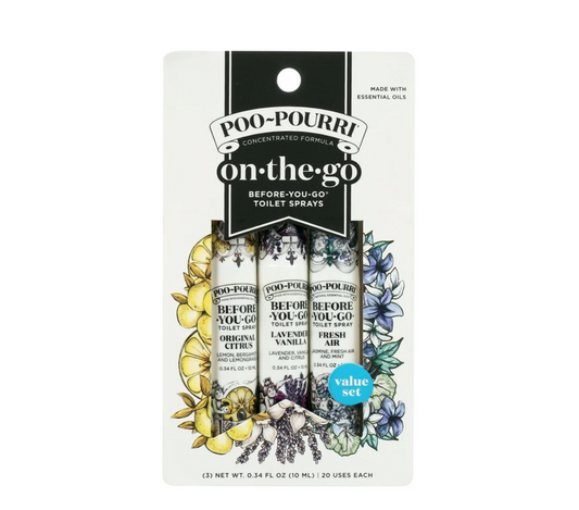 Poo-Pourri Before-You-Go Toilet Spray, On-The-Go, Travel Size Variety 10 mL - Original Citrus, Lavender Vanilla and Fresh Air