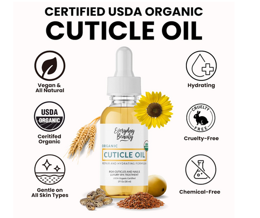 Organic Cuticle & Nail Oil - Repair, Revitalize & Hydrate Cuticles and Nails - Organic Spa Treatment - For Stronger Healthier Nails and Cuticles - 1 Fl Oz