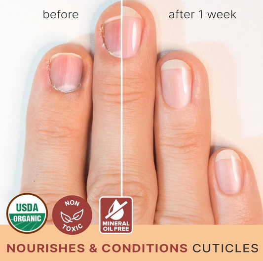 Organic Nail and Cuticle Oil - USA Made Nail Oil for Growth & Strength with Jojoba Oil and Vitamin E, Nail Repair for Damaged Nails & Cuticle Softener made with Natural Ingredients, Nail Care Products