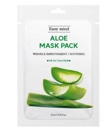 Easy Mind Wrinkle Care Aloe Mask Pack – Hydrating & Anti-Wrinkle Korean Sheet Mask, 10 Sheets