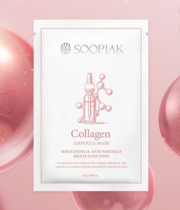 SOOPJAK Collagen Ampoule Mask Pack 25g – Firming & Hydrating Korean Sheet Mask, 10 Sheets